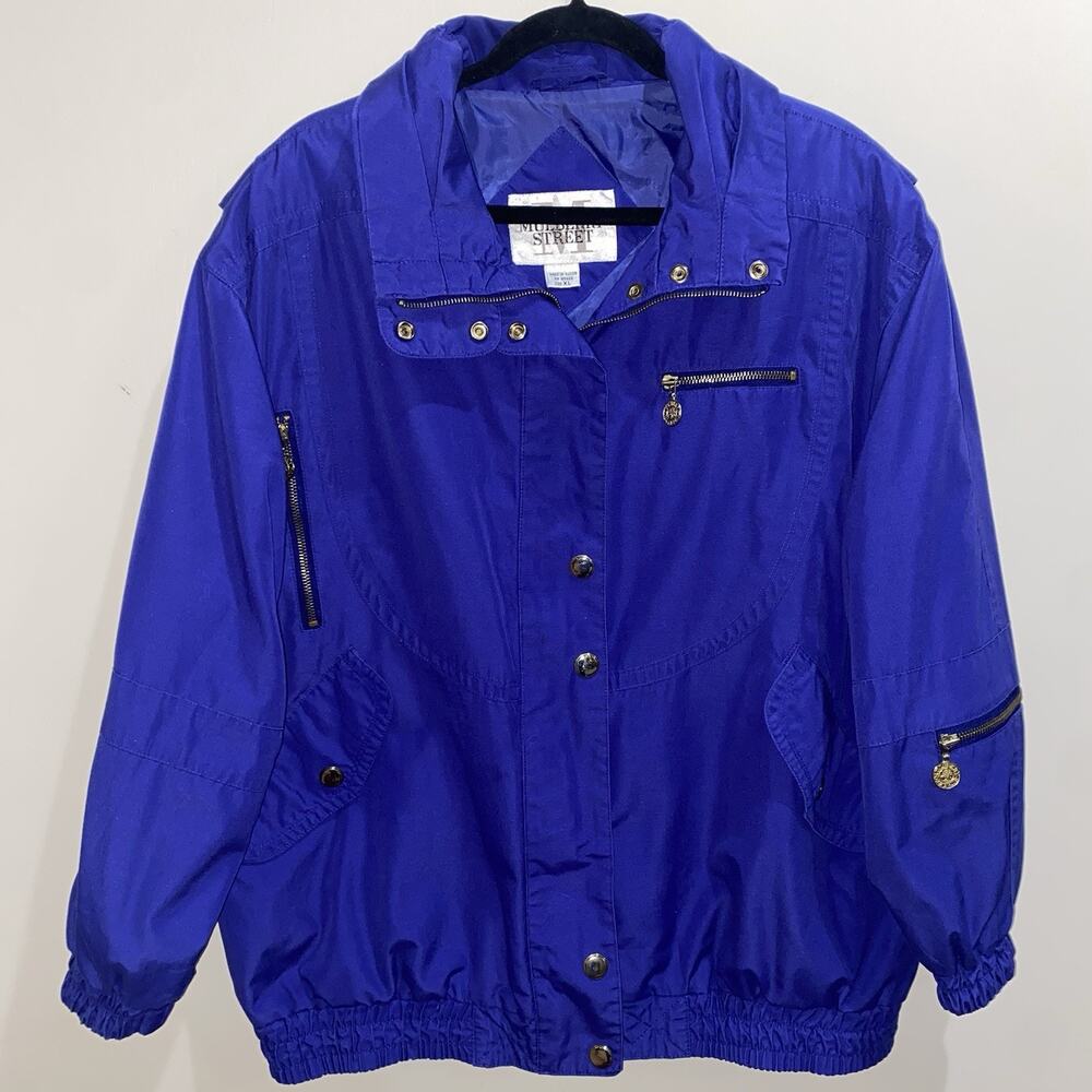 Vintage Mulberry Street Women’s XL Full Zip Jacket Blue Purple Hues Retro Grunge